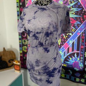 Purple Tie Dye Elastic Waist T-Shirt Dress